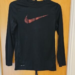 Nike Kids M Black Long Sleeve Tee with Red Logo